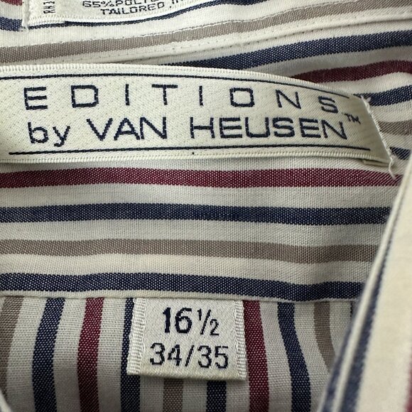 Van Heusen Mens Editions Striped Button-Down Dress Shirt Size 16 1/2 Size L - Picture 5 of 7